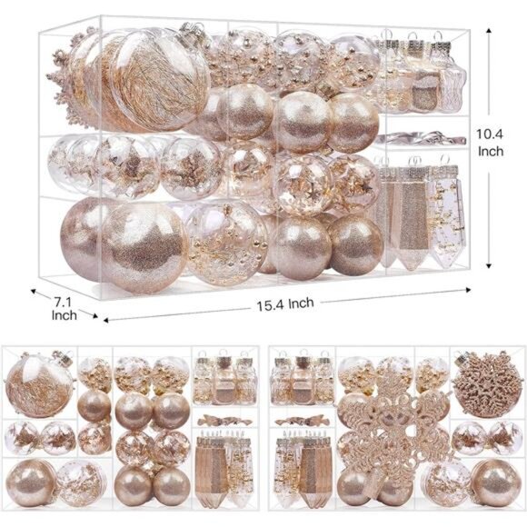 86PCS ChristmasBalls Ornaments Set,Shatterproof Plastic Clear Decorative Baubles - Picture 3 of 7
